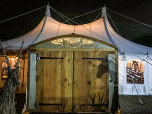 Canvas Marquee Venue With Timber Doors Entrance