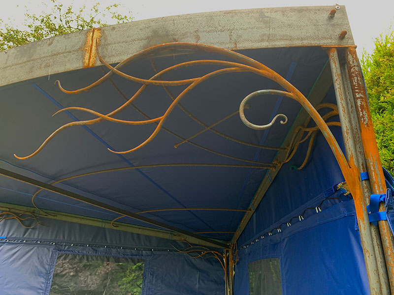 Forged Steel and Canvas Garden Structure