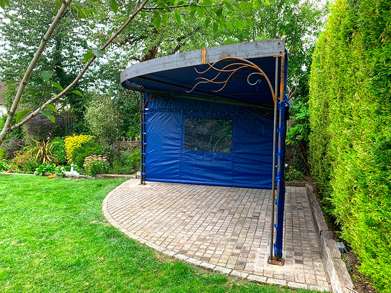 Forged Steel and Canvas Garden Structure