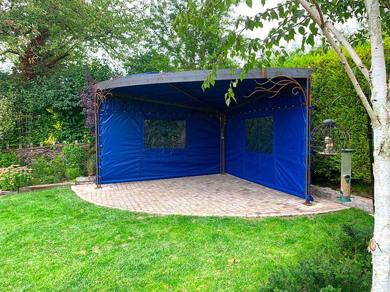 Forged Steel and Canvas Garden Structure