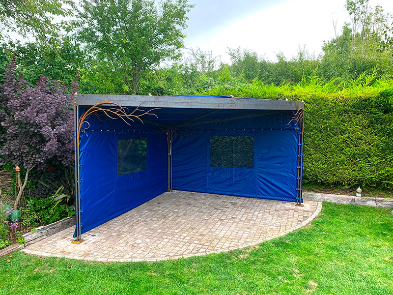 Forged Steel and Canvas Garden Structure